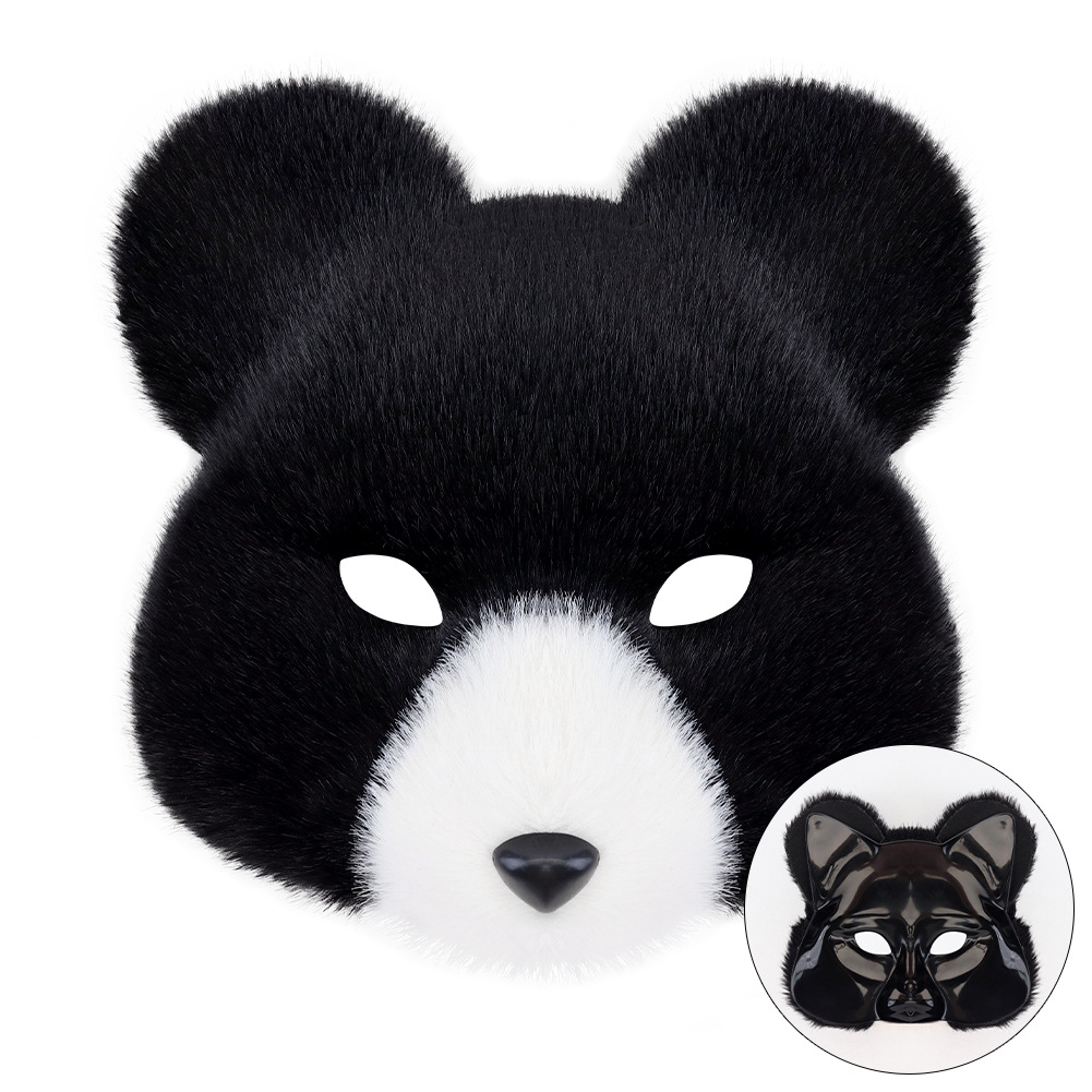 Halloween Fuzzy Costume Set with Realistic Bear Mask and Handmade Bear Paw Gloves for Cosplay and Convention Props — image 3