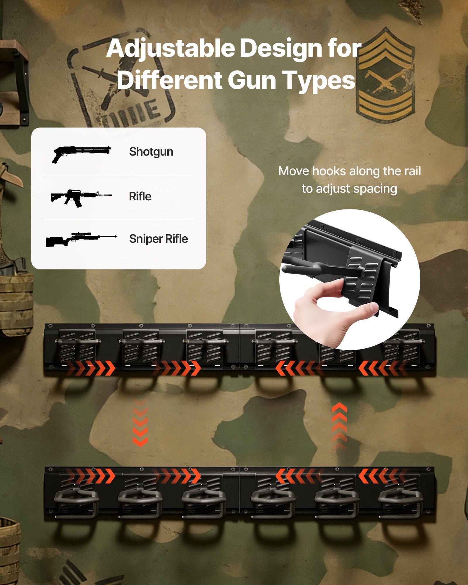 Estantería de Armas para Interior, Acero Pesado, Soporte en Pared para Escopetas y Rifles, 8 Cajas para Armas Largas, Almacenamiento con Tornillos, Para Hogar, Garaje, Oficina, Tienda o Cabina de Caza — imagen 4