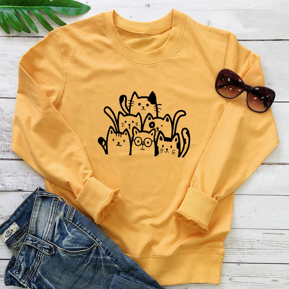 Cartoon Cute Cat Printed Hoodie — image 1