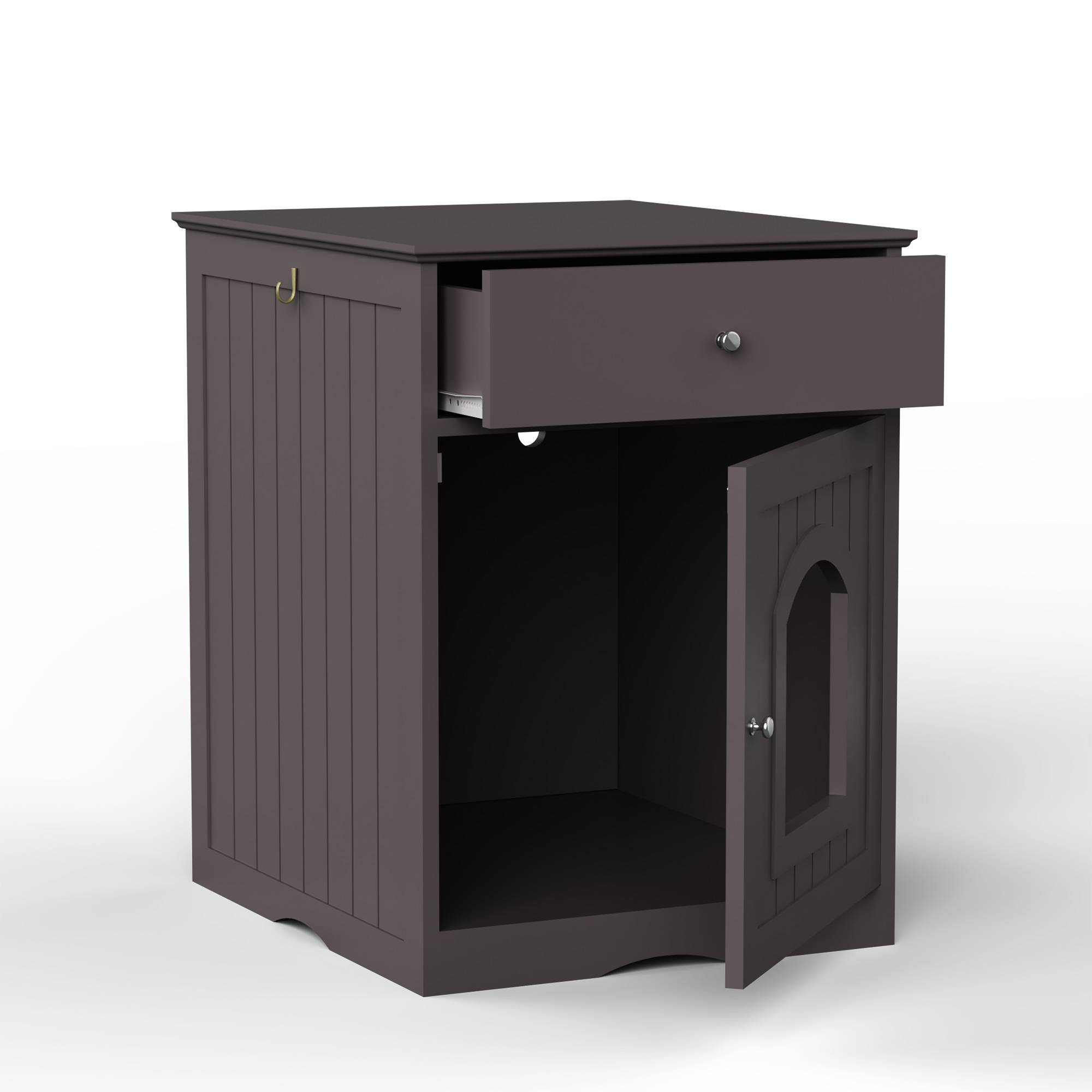 Wooden Pet House Cat Litter Box Enclosure With Drawer, Side Table Indoor Pet Crate — image 11