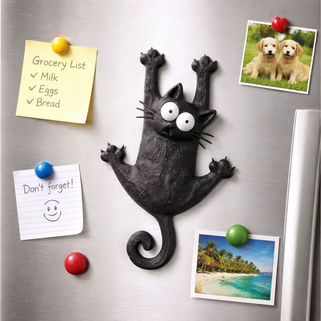 Creative & Cute Magnetic Cat Refrigerator Magnet — "Hang in There, Fridge Cat" — image 1