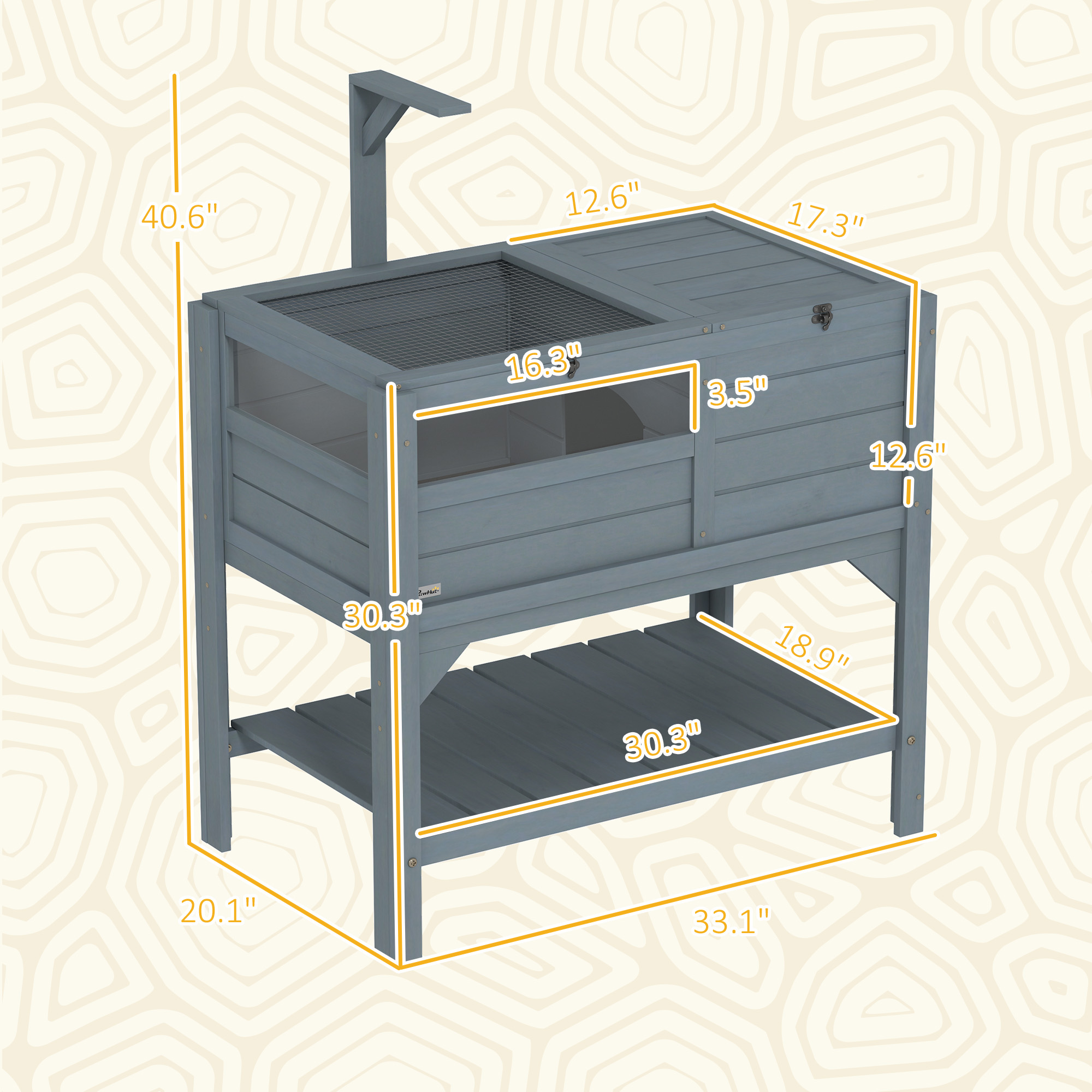 Tortoise Habitat With Shelf Storage Tortoise Gift Accessory With Weather Protection For Indoor, Gray — imagen 3
