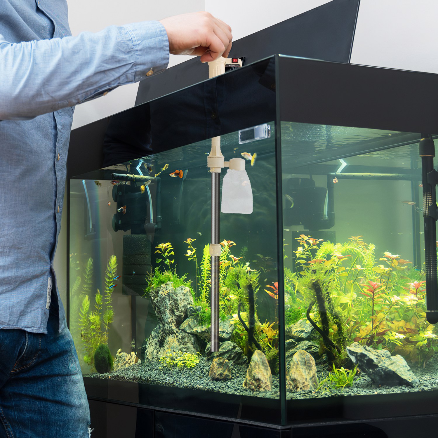 Kit Limpiador Eléctrico Multifuncional de Grava Para Acuario, Longitud Ajustable, Aspiradora Automática Para Pecera, Cambio de Agua, Lavado de Arena y Eliminación de Suciedad — imagen 4