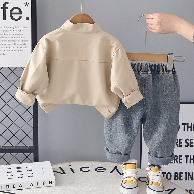 Boys Spring Cartoon Puppy Letter Long Sleeve Hoodie 3 Piece Set — image 5
