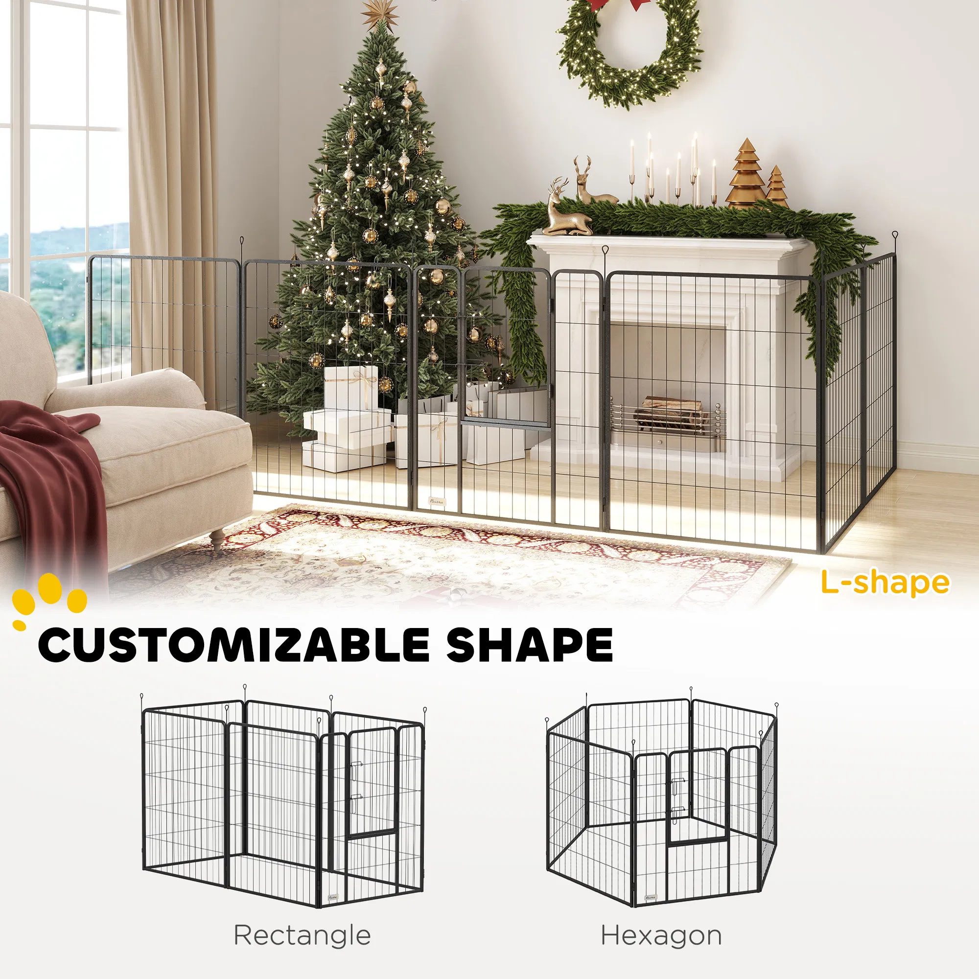 Heavy Duty Dog Playpen with Door for Large Dogs, 6 Panels, 39"H — image 4