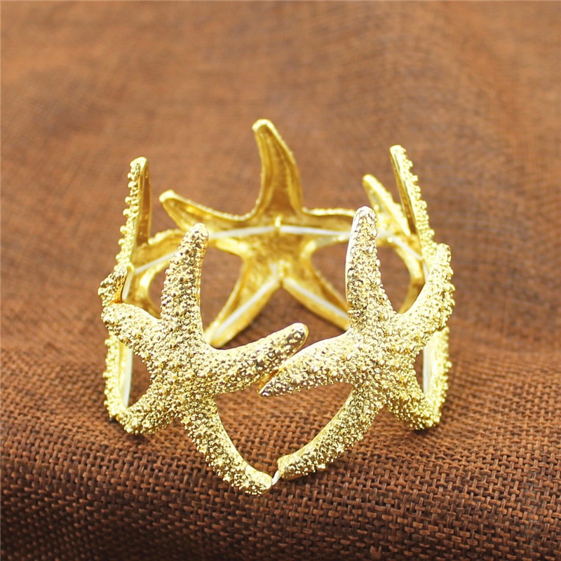 Joyas de moda Accesorio de estrella de mar para mujer elegante, oro simple y fácil — imagen 5