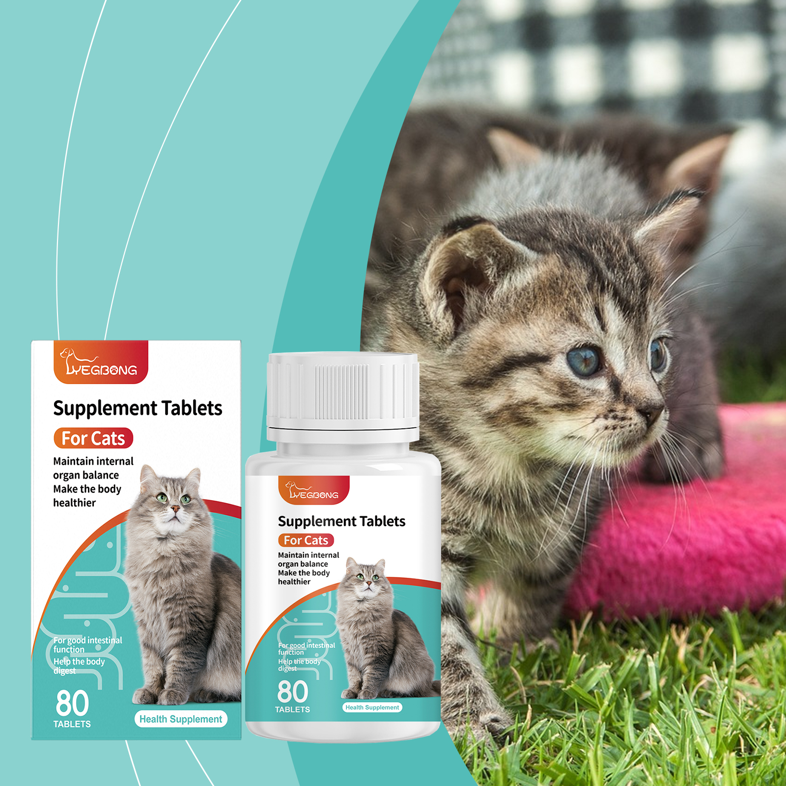 Suplementos Probióticos para Gatos en Tabletas - Apoyo a la Salud Intestinal y Digestiva con Vitamina B2 y Selenio, Cuidado Inmunológico, Piel y Visión — imagen 2