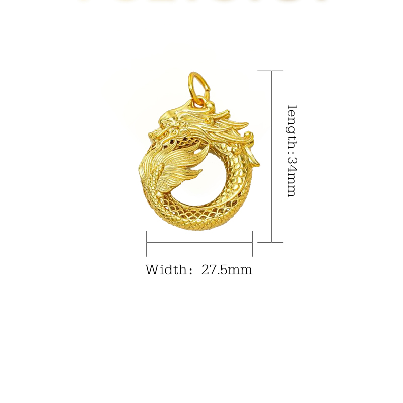 Joyería de Oro 24k, Collar Ouroboros Dragón Comiendo Su Propia Cola, Símbolo Antiguo del Infinito, Colgante de Doble Cara — imagen 3