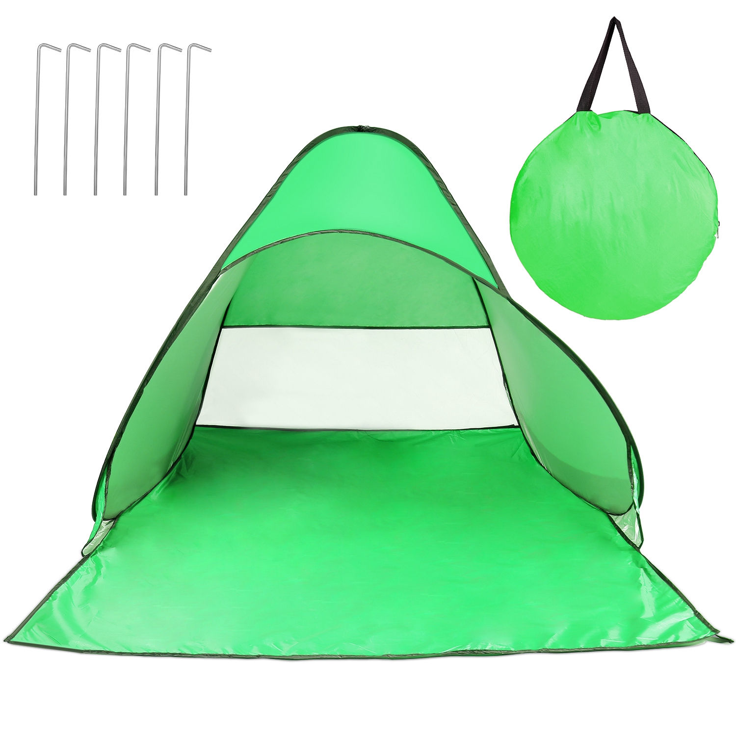 Carpa de Playa para 2-3 Personas con Ventana de Malla y Bolsa de Almacenamiento, 64.96 x 59.06 x 43.31 pulg, Anti-UV, Automática e Impermeable, para Playa, Camping, Pesca, Parque y Lago al Aire Libre — imagen 12