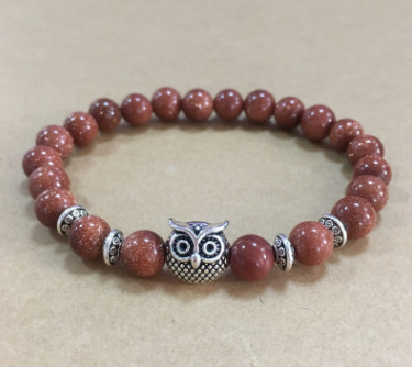Natural Stone Owl Head Yoga Bracelet — image 17