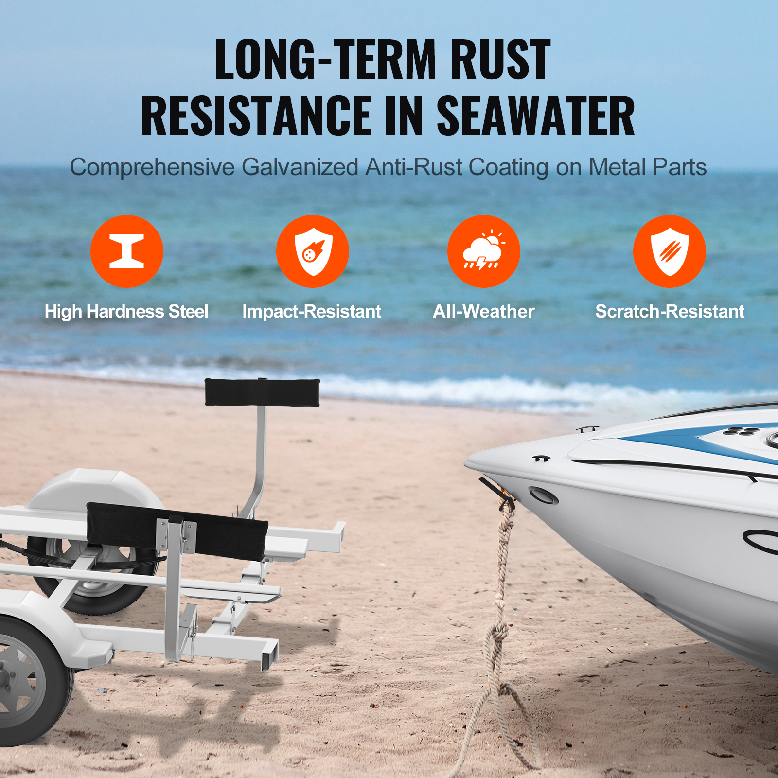 Asistente de remolque marino VEVOR, guías ajustables en flexión, pares de soportes robustos de acero duradero, guía de rodillo resistente, adecuado para lanchas de esquí, pesca o vela 20 — imagen 5