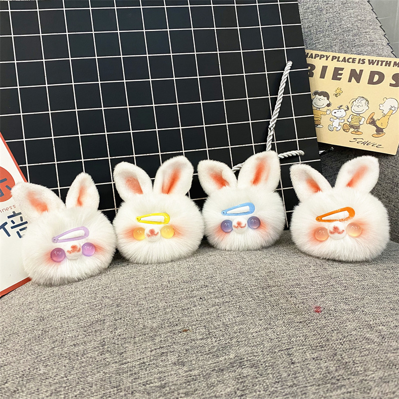 Cute Bunny Plush Key Chain Girl Heart Cartoon Doll Bag Pendant Car Key Chain Gift Accessories — image 2