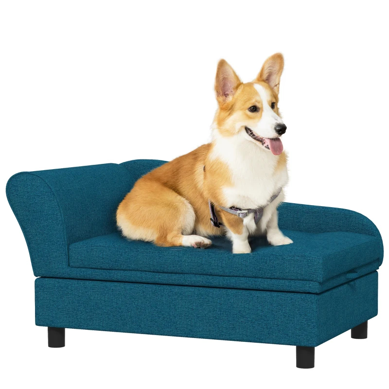 PawHut Pet Sofa Dog Sofa For Small Dogs With Storage, Dark Blue — imagen 10