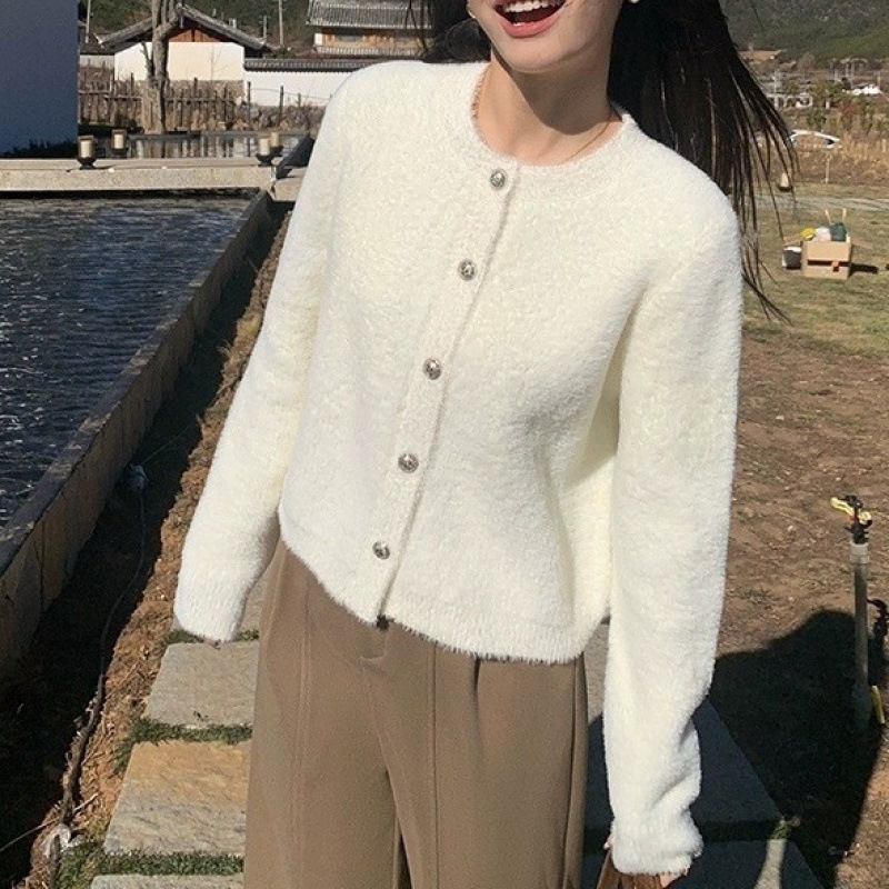 Faux Mink Knit Coat for Women Lazy Style Sweater — image 7