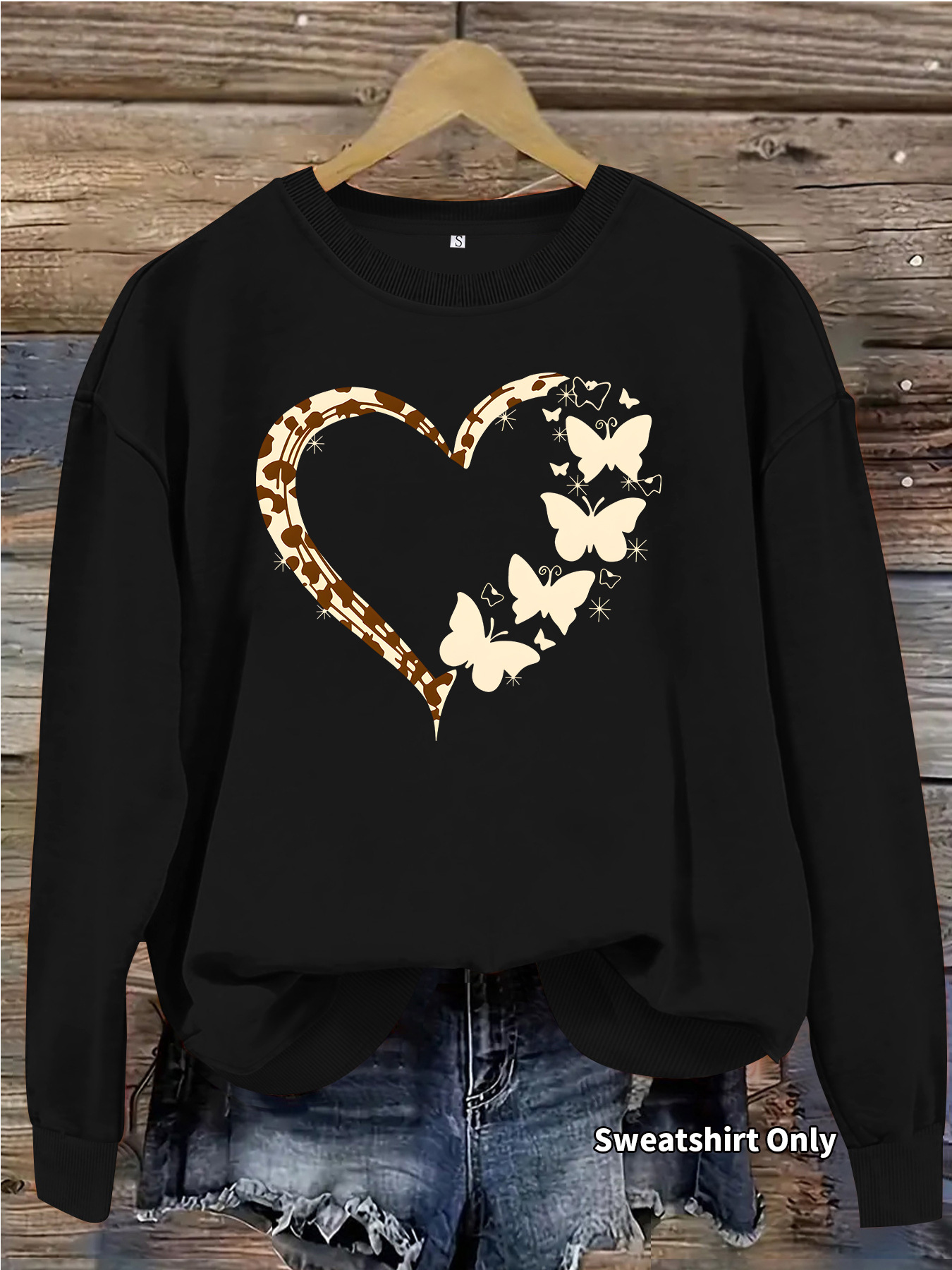 Butterfly and leopard print heart-shaped fleece hoodie — image 10