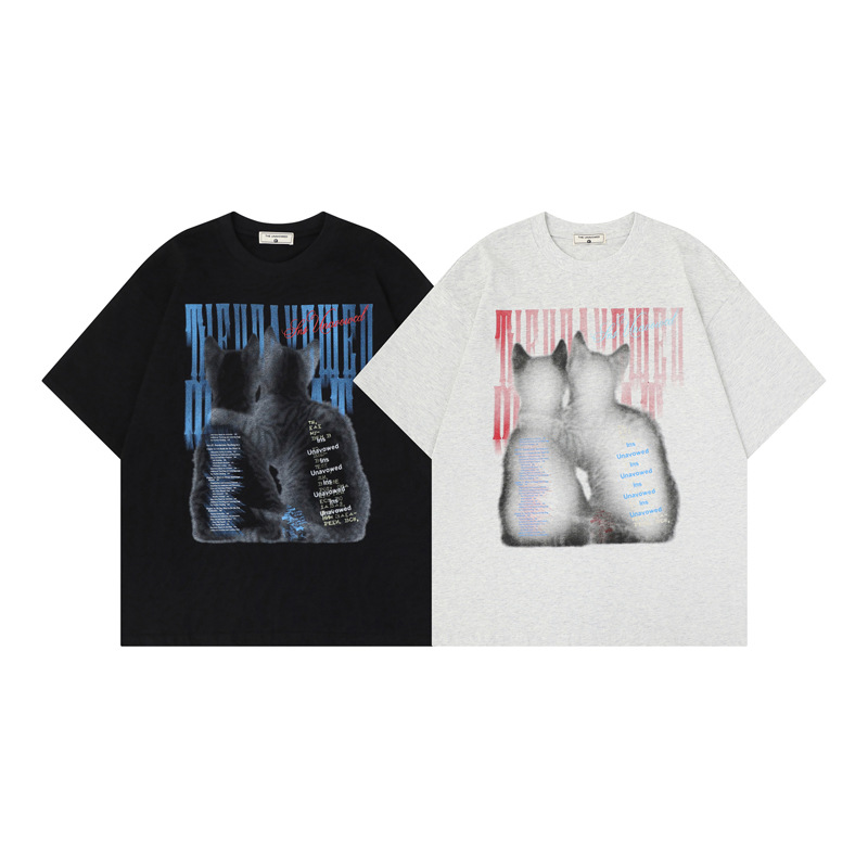 Cat printed short sleeved T-shirt — imagen 4
