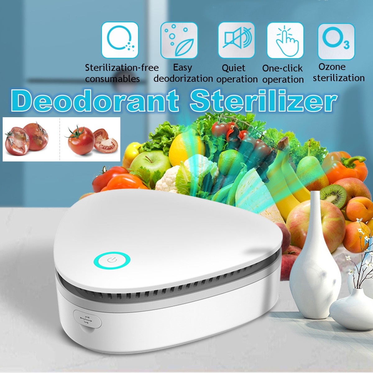 USB Portable Mini Ozone Air Purifier Fresh Deodorant Sterilizer Eliminator for Car Refrigerator Closets Pet Car — image 1