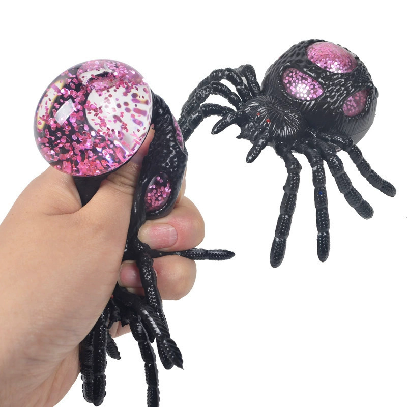 Halloween Adult Prank Toy Healthy Black Glitter Spider Stress Ball Decompression — image 4