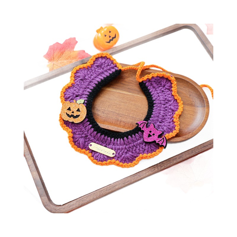Halloween Pet Cat Dog Scarf Funny Knit Neckwear Pet Bib Cute Collar — image 6