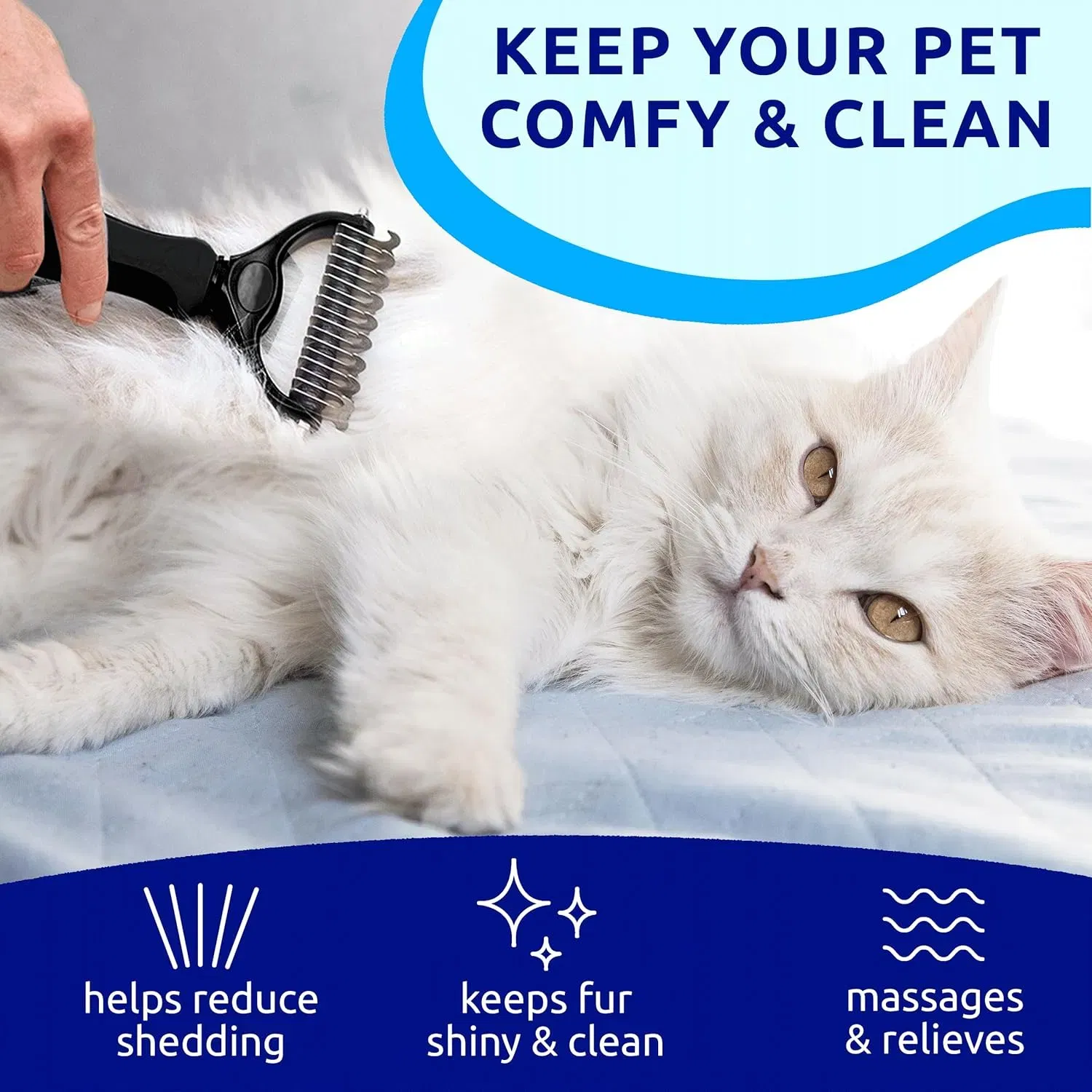 Black pet hair removal dog brush for hair removal - indoor cats use cat brush, long and short haired dogs use double-sided cat brush for hair removal and beauty tools, skin friendly — image 2