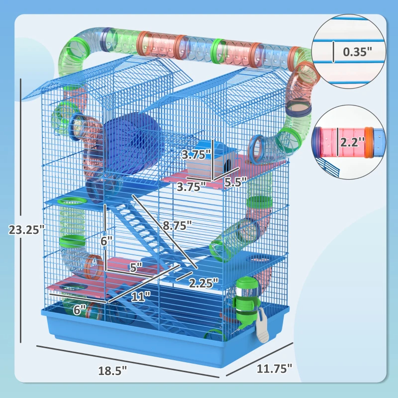 Caja para Hamsters de 18,5 pulgadas con 5 Niveles y Tubos — imagen 1