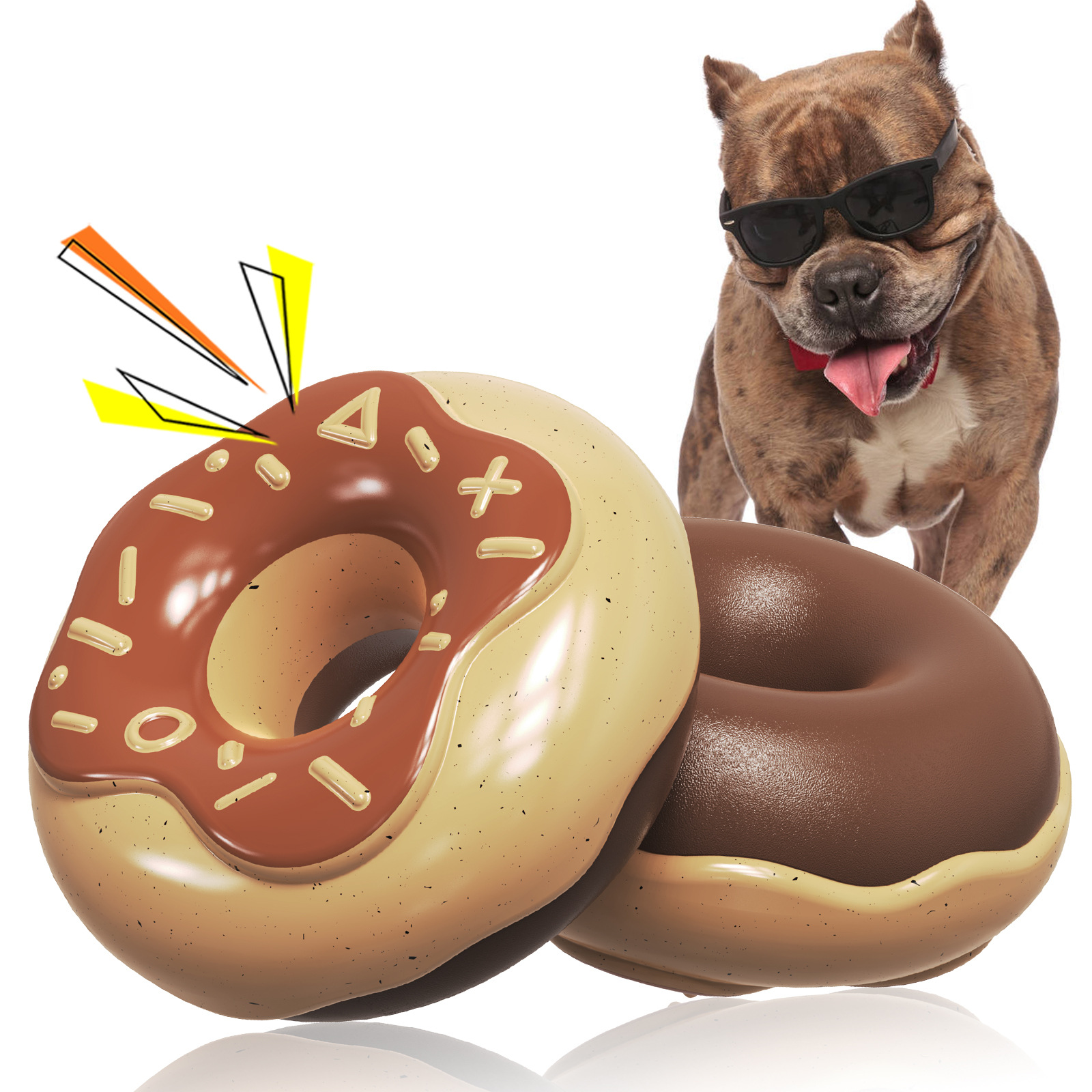 Teeth grinding teeth cleaning sound making donut dog toy — image 2