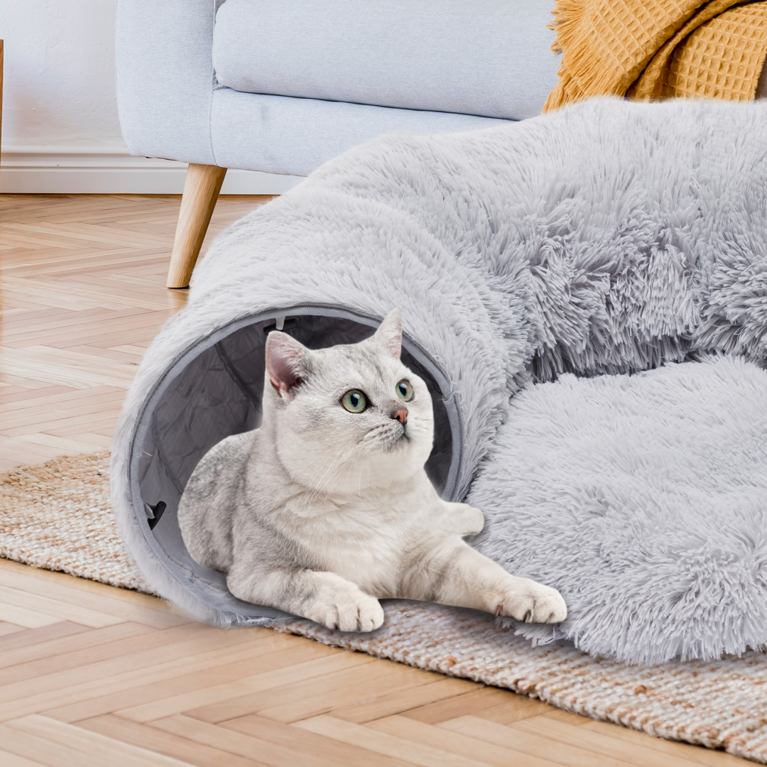 Túnel para Gatos con Caja de Descanso, Túnel en forma de Donut con Escondite Plush para Gatos y Kitten — imagen 3
