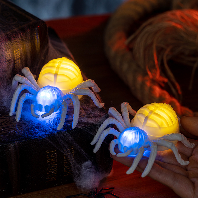 Halloween Decorative Glowing Eye Spider Lamp Party Decoration LED Dual-Color Night Light Candle Light — image 2