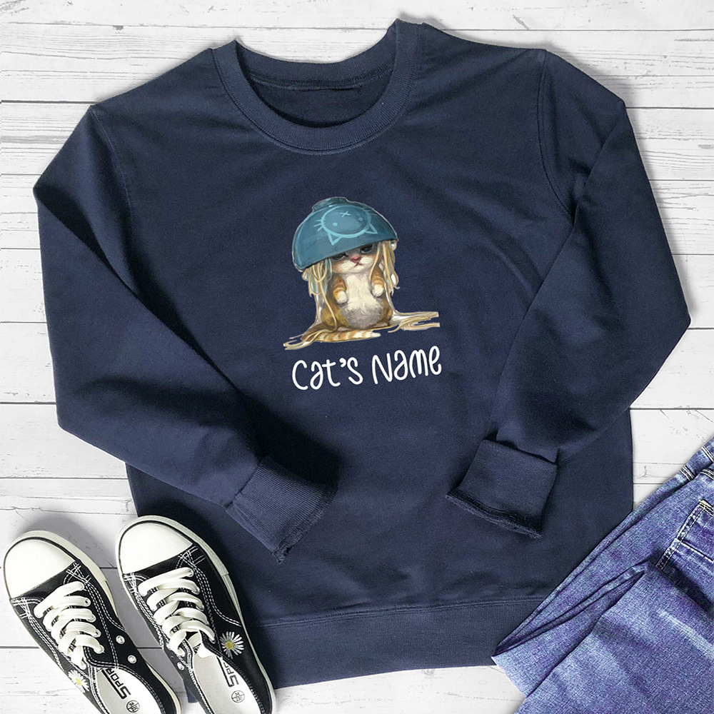 Cat's name cat noodle printed hoodie — image 9