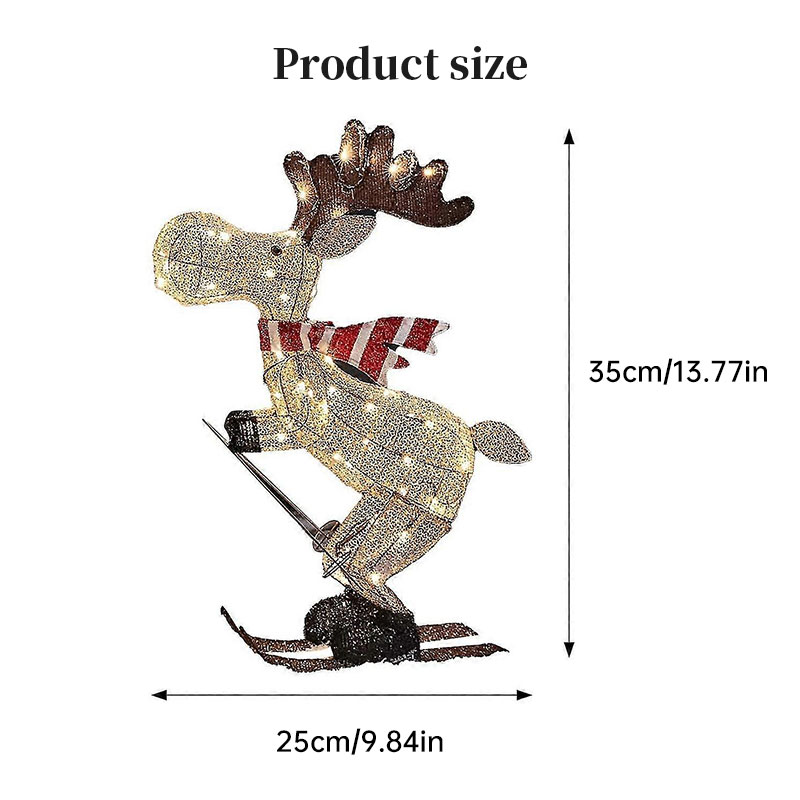 Lighted Skiing Reindeer Ornament with LED for Christmas Lawn & Tree — image 8