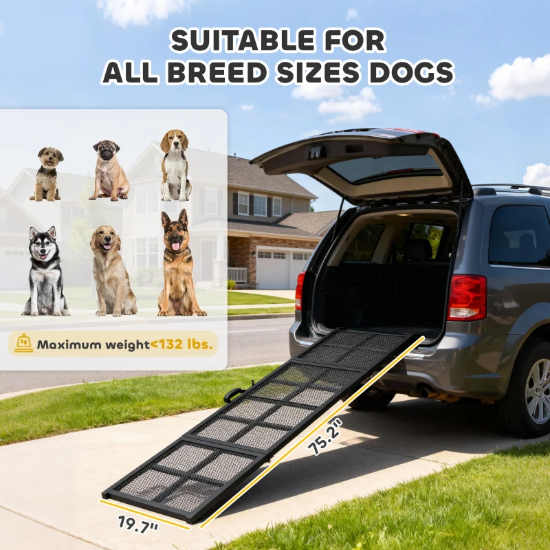 PawHut Dog Car Ramp, Extra Long And Wide, Non-Slip Surface, Folding Portable Pet Ramp For Large, Small & Senior Dogs — imagen 10