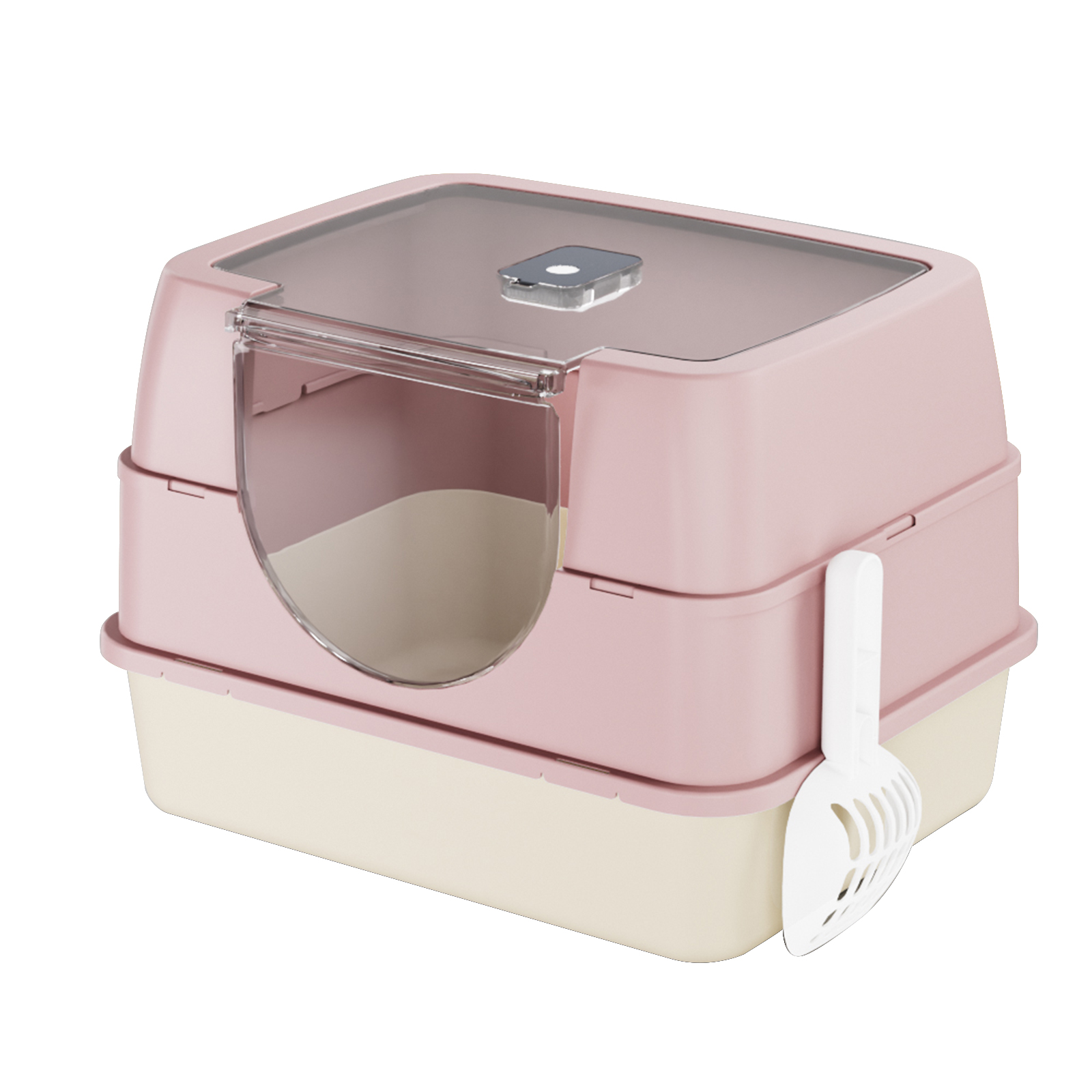 Dark Gray Top Entry Fully Enclosed Cat Litter Box, Anti Splash & Odor Locking, For Large Cats & Multi Cat Households Plastic Bring A Spoon — image 6