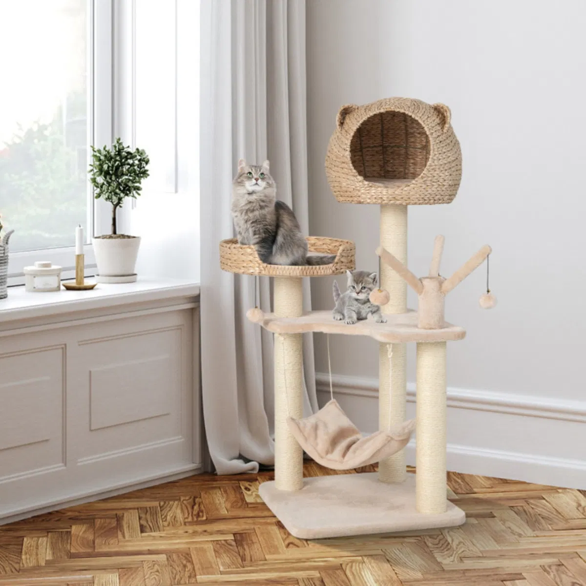 Five-story cat tree with hammock — image 1