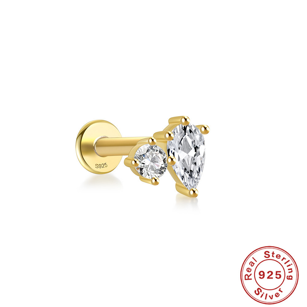 Pendientes de plata esterlina S925 con insignia de viento triple cielo, adorno de mariposa super hada, perforación interna, hilo interno, cabeza plana — imagen 9