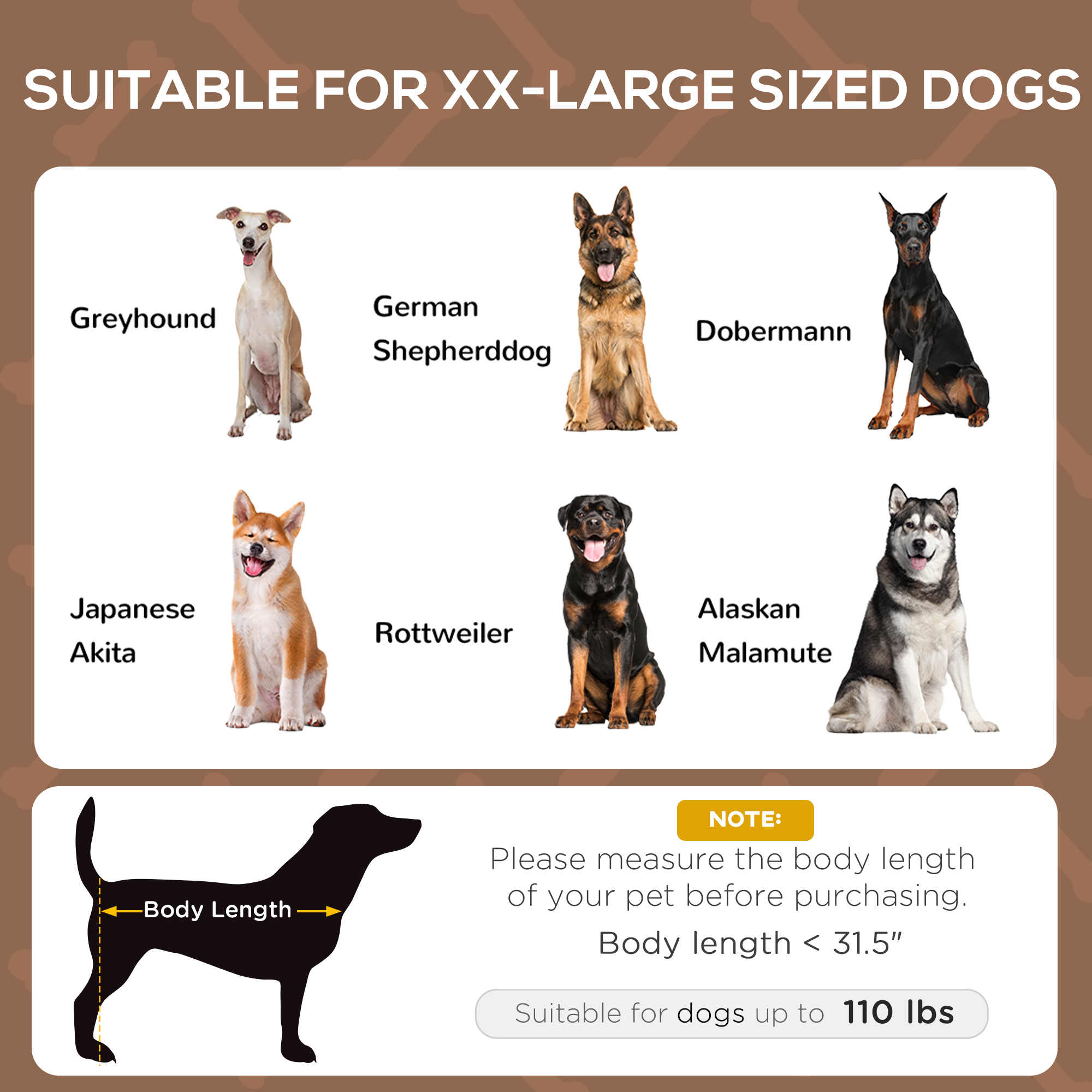 Camastro Portátil Elevado para Perro de 48" x 36" con Toldo de Protección UV, Café — imagen 7