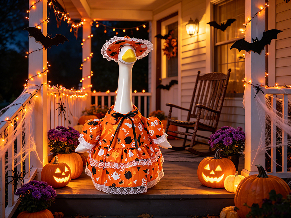 Halloween Porch Goose Costume, White Goose Outfit with Hat Set, Yard Decoration — image 6