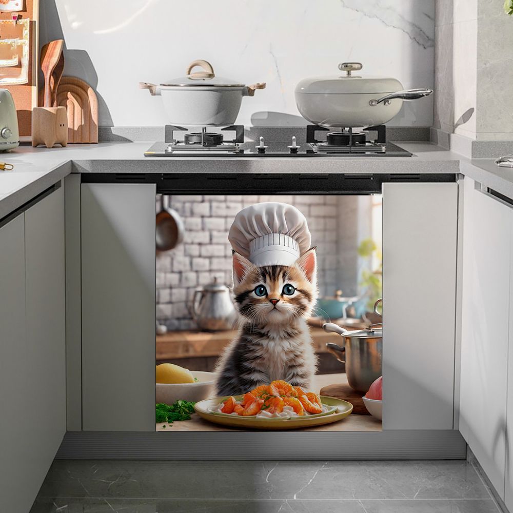 Cubierta Magnética 2D Plana para Puerta de Lavavajillas con Temática de Gato Chef, Adecuada para Lavavajillas, Refrigeradores, Etc. - Fácil de Limpiar — imagen 8