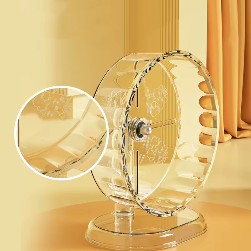 Rueda de Ejercicio para Hamsters Acrilica Transparente Sin Deslizamiento Fácil de Limpiar con Soporte para Pequeños Animales — imagen 3