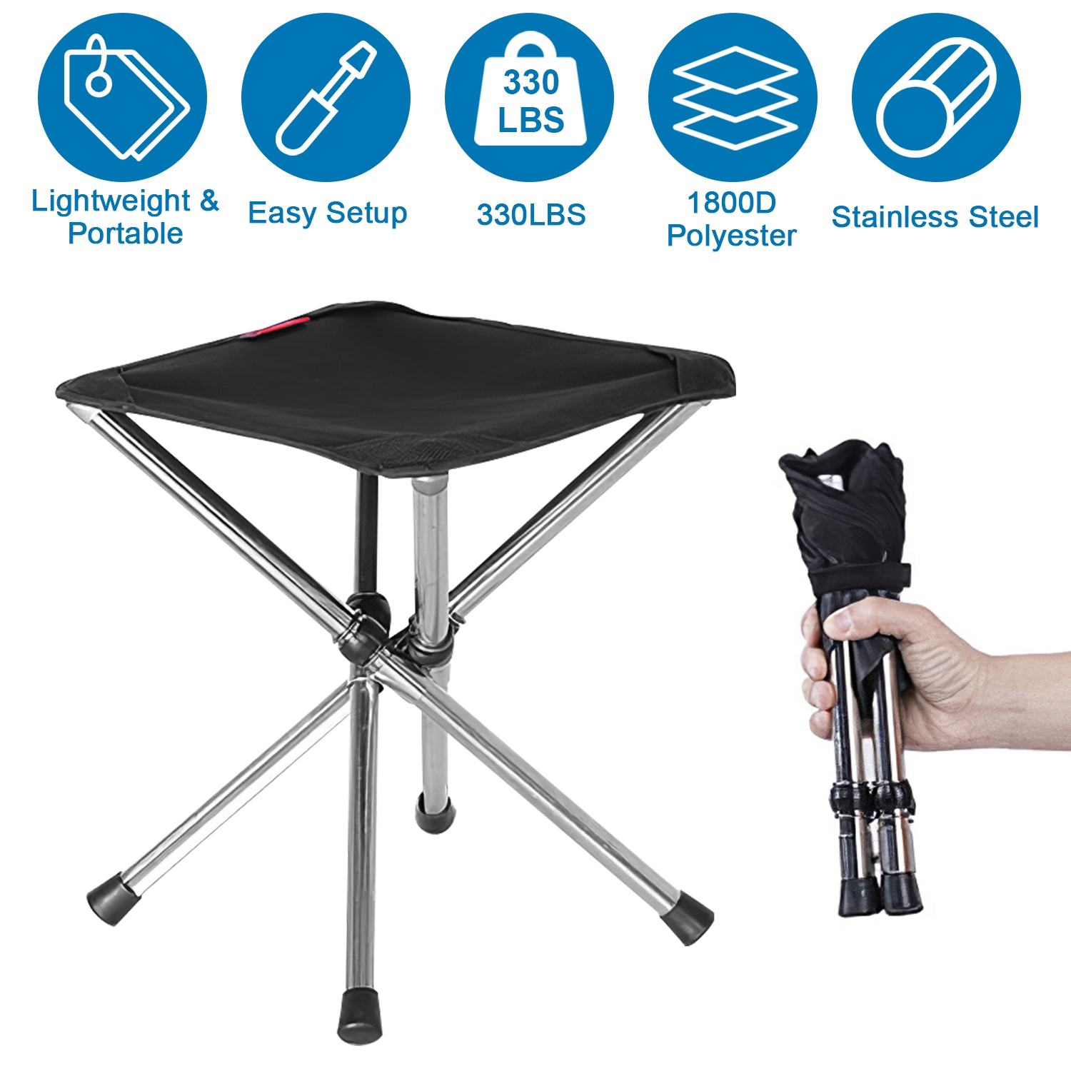 Silla de Acampada Plegable Portátil con Cierre Retráctil - Silla Ligera para Caminatas, Pesca y BBQ — imagen 3