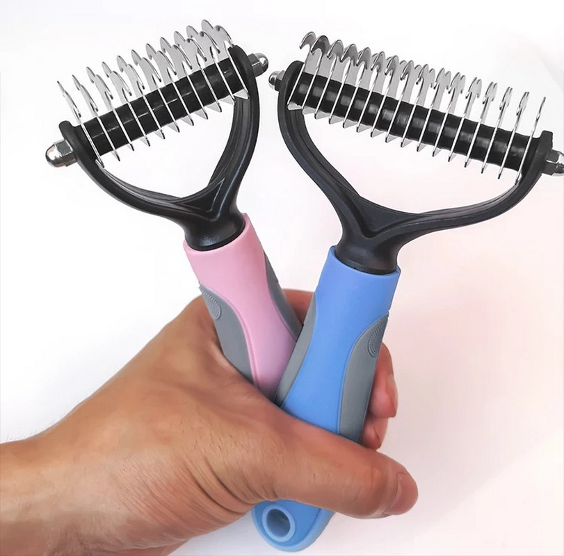 Pet Comb Cat And Dog Hair Removal Comb Brush Stainless Steel Double-Sided Knot Knife Hair Cleaning Comb Pet Grooming Supplies — image 2