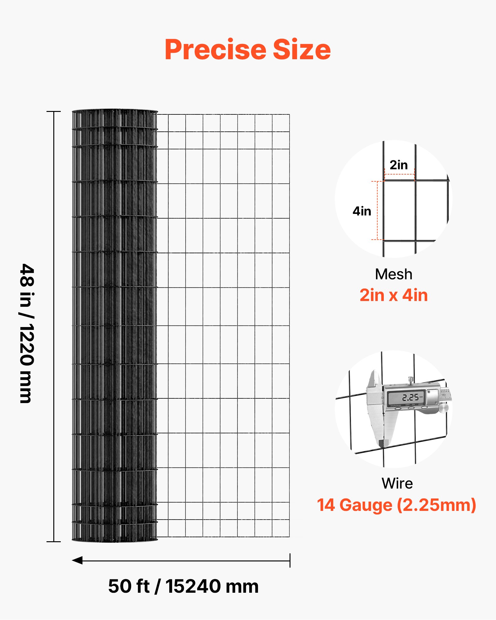 Farm Fence, 48 In X 50 Ft, 2 X 4 In Mesh 14 Gauge Galvanized Steel Wire Fencing For Cattle, Hog & Sheep, Heavy Duty Vinyl Coated Livestock Fence For Animal Enclosures, Cage Wire, Garden Fences — imagen 2