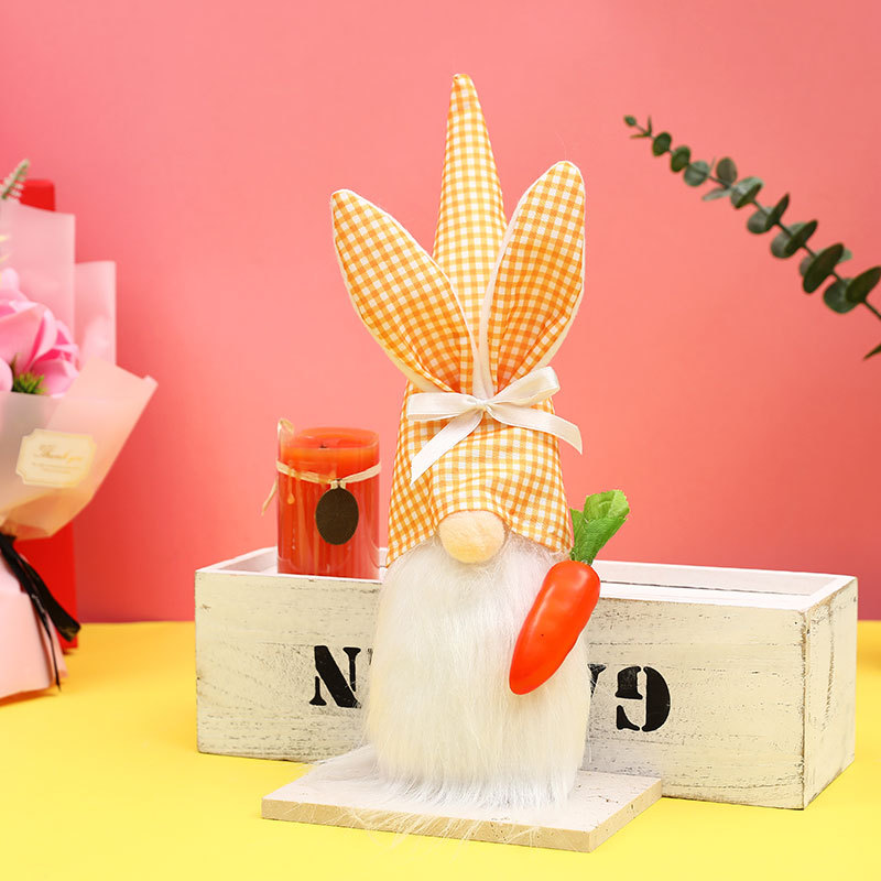 Muñeca de conejo sin cara para decoración de Pascua, muñeco de raíz — imagen 7