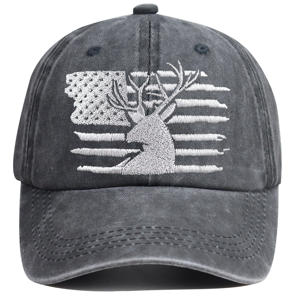 2pzs Gorra de Béisbol Bordada con Ciervo y Bandera Americana - Gorra de Algodón Lavado Estilo Vintage, Ajustable, Sin Estructura y de Perfil Bajo, Gorra para Caza y Actividades al Aire Libre para Hombres y Mujeres — imagen 4