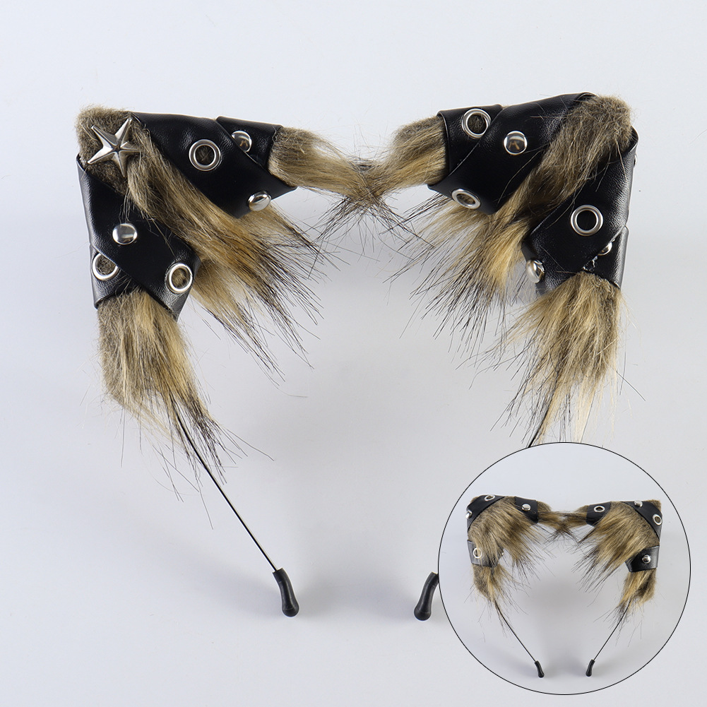 Auriculares de Orejas de Animal Punk Estilo de Cuero para Fiesta de Halloween — imagen 1