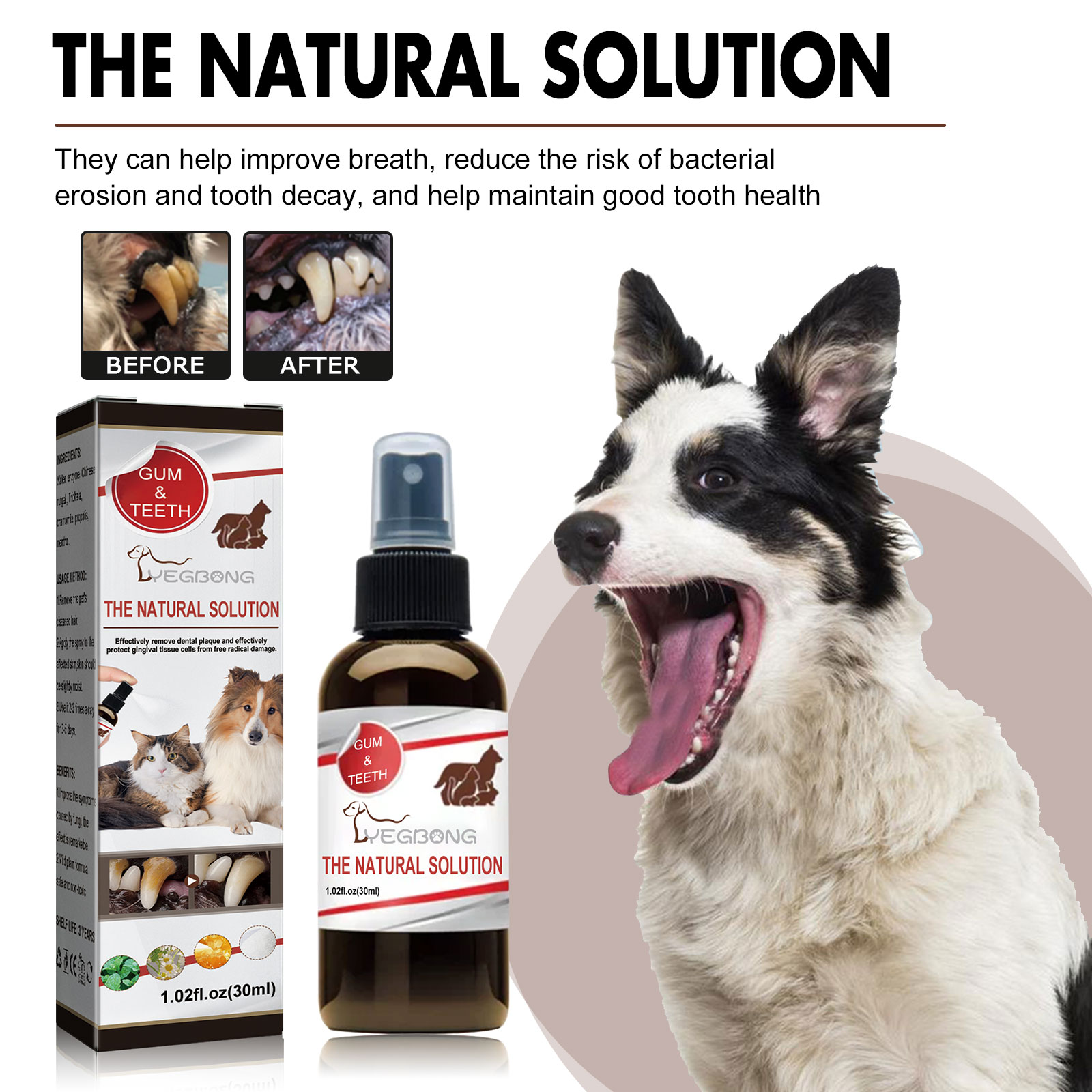 Yegbong Pet Tooth Cleaning Spray, Cats And Dogs Removal Tartar Stains Bad Breath Oral Cleaning Spray — image 4