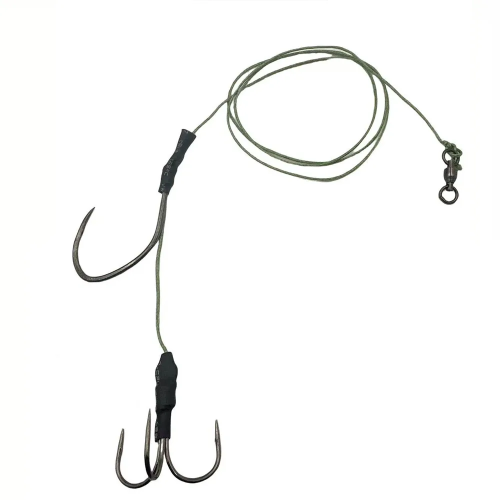 Outdoor Catfish Fishing Gear Set - 1 Heavy-Duty Single Hook, 1 Triple Anchor Hook, Anti-Bite Pe Tubing (Freshwater Night Fishing) — image 1