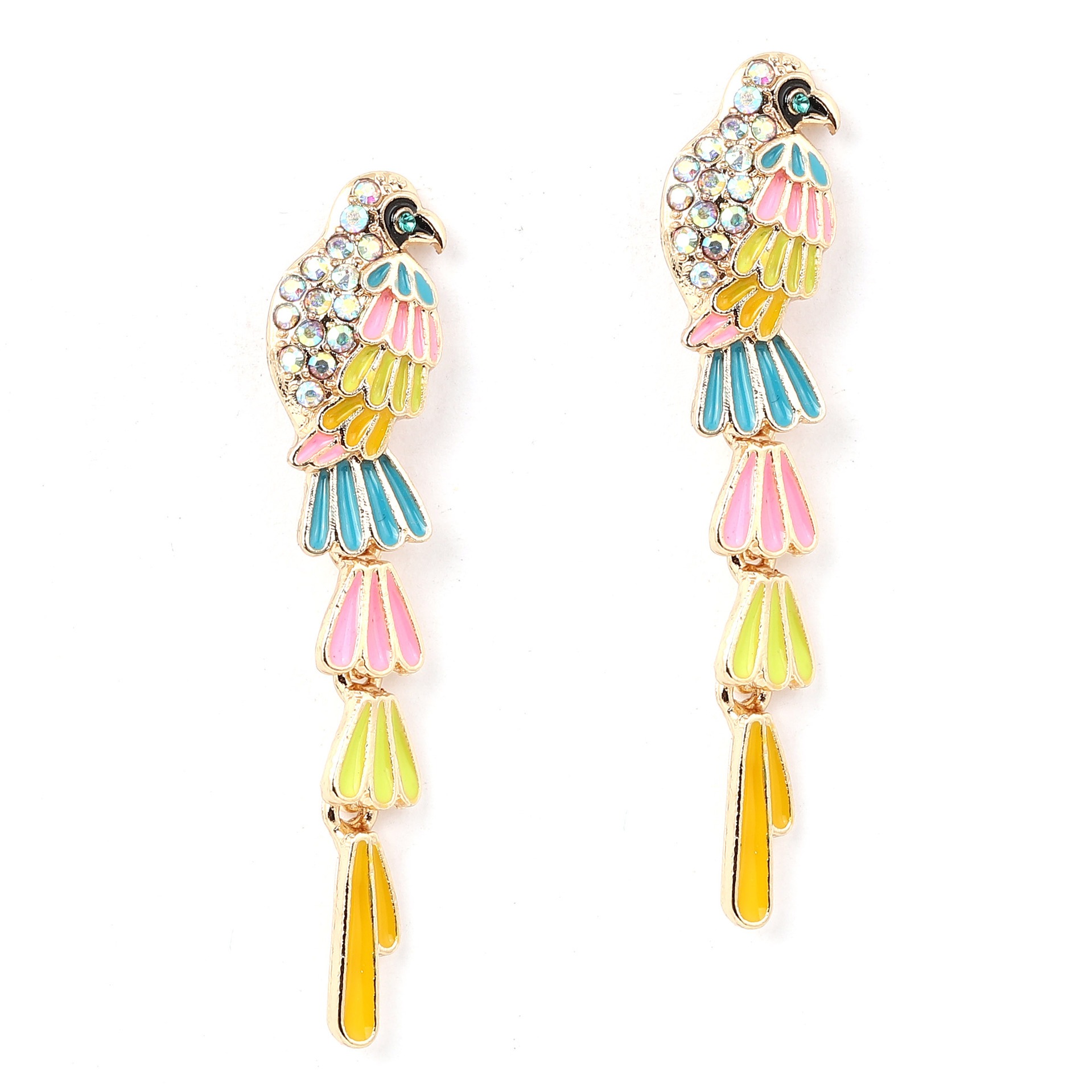 Pulseras de Colgantes en Forma de Pájaros Coloridos con Gotas de Aceite Retro, Modestas y Elegantes Con Combinación de Diamante Incrustado en Aleación para Mujer — imagen 7