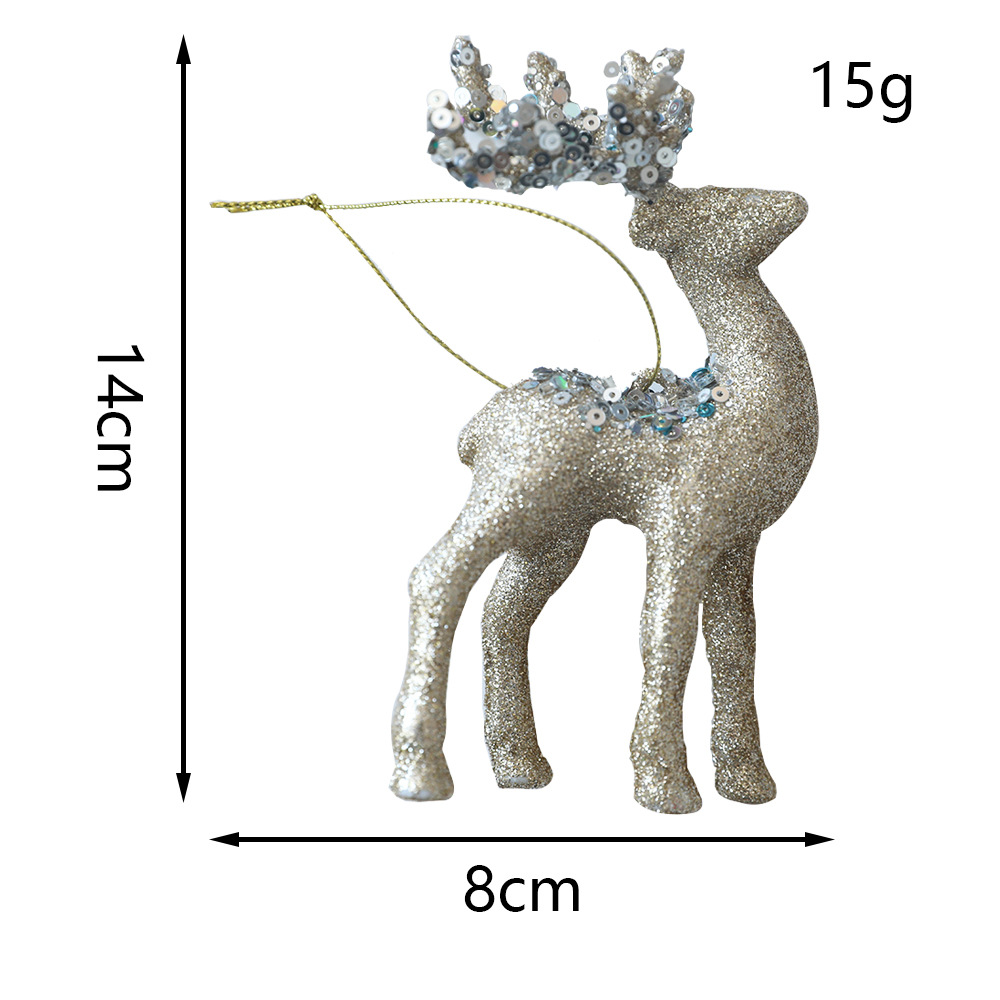 Christmas Deer Pendant Christmas Tree Decoration Sparkling Pink Plush Deer Ornament — image 9