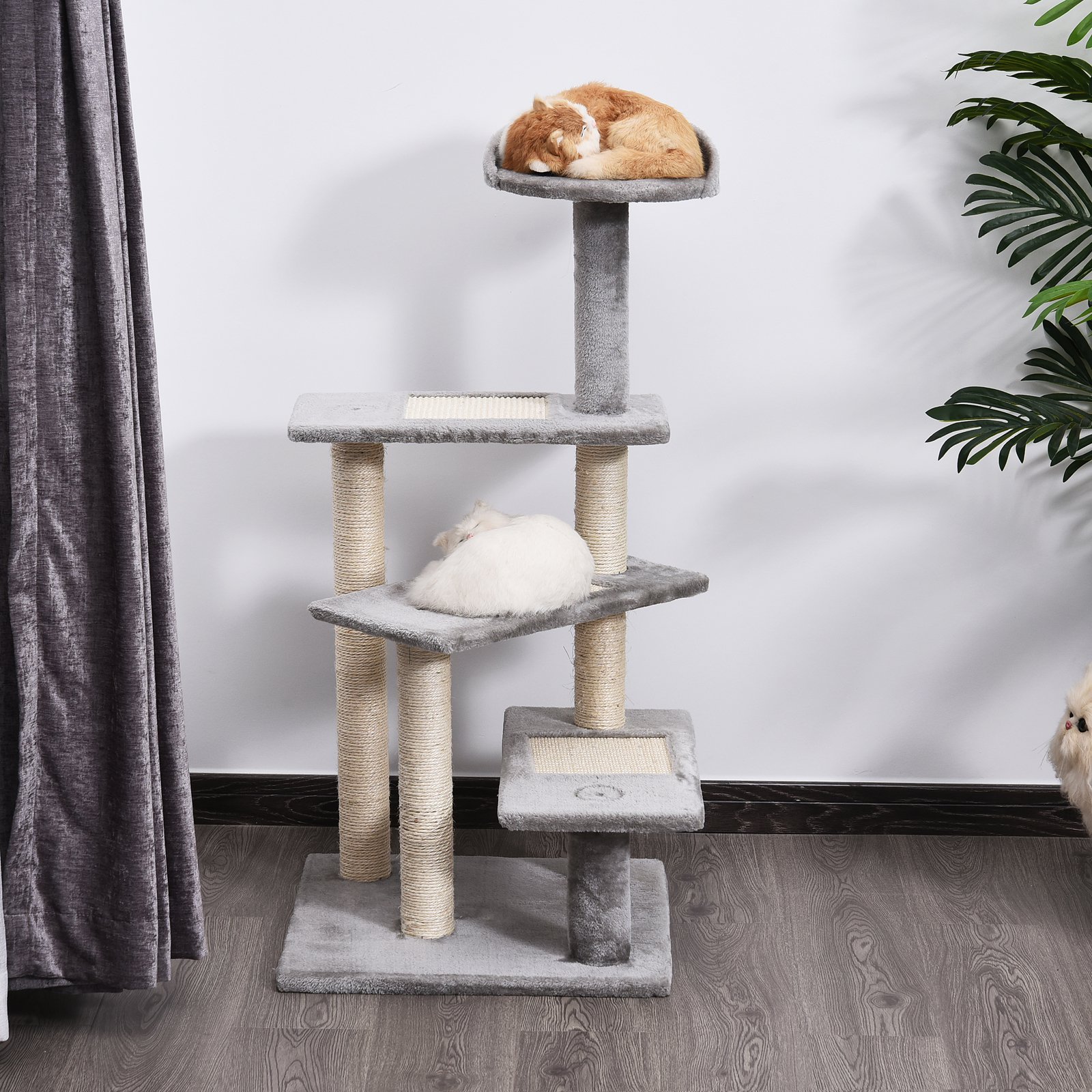 40" 5-Level Revolving Stair Cat Tree Scratcher Climbing Activity Tower with Play Center and Resting Perch - Gray — image 3