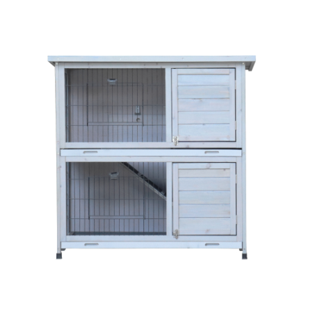 Rabbit Hutch Outdoor, 2-Story Rabbit Cage Indoor With Run, Bunny Cage With 2 Removable No-Leak Trays, Pet Cages With Non-Slip Ramp, Waterproof Roof, Fence, For Small Animals — image 6
